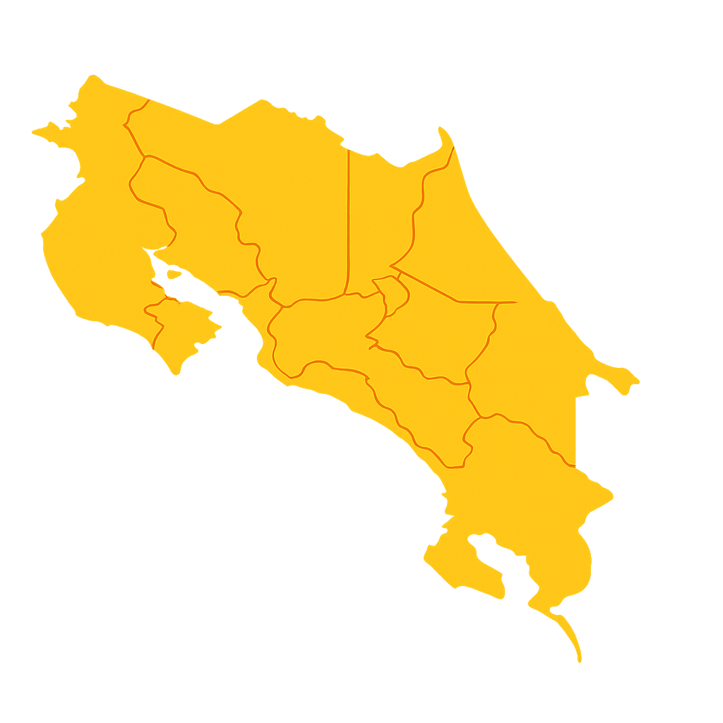 Mapa de Costa Rica con puntos de vacunación
